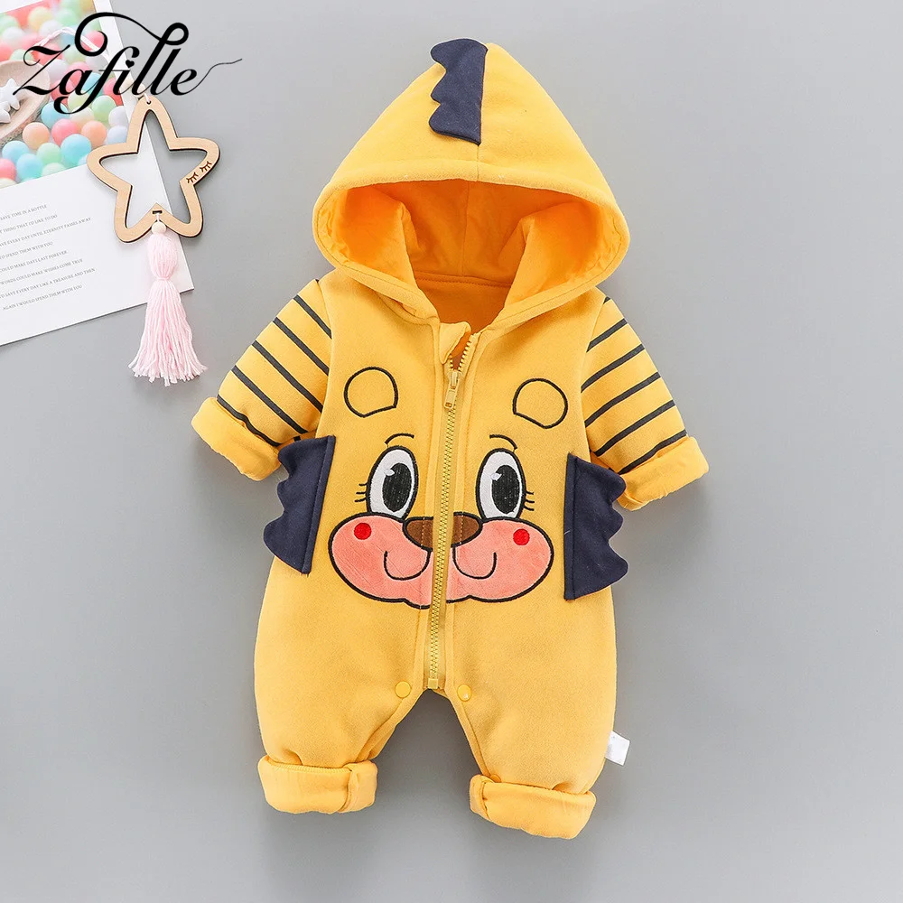 Newborn Baby Winter Clothes Cartoon Bear Toddler Boy Clothes Zipper Hooded Boys Romper Baby Costume Winter Jumpsuit Kids baby jumpsuit