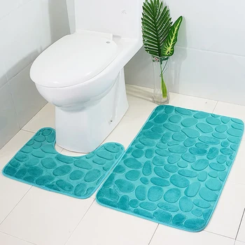 

2Pcs/Set Bathroom Mat Set Ocean Underwater World Anti Slip Kitchen Bath Mat Coral Fleece Floor Mats Washable Bathroom Toilet Rug