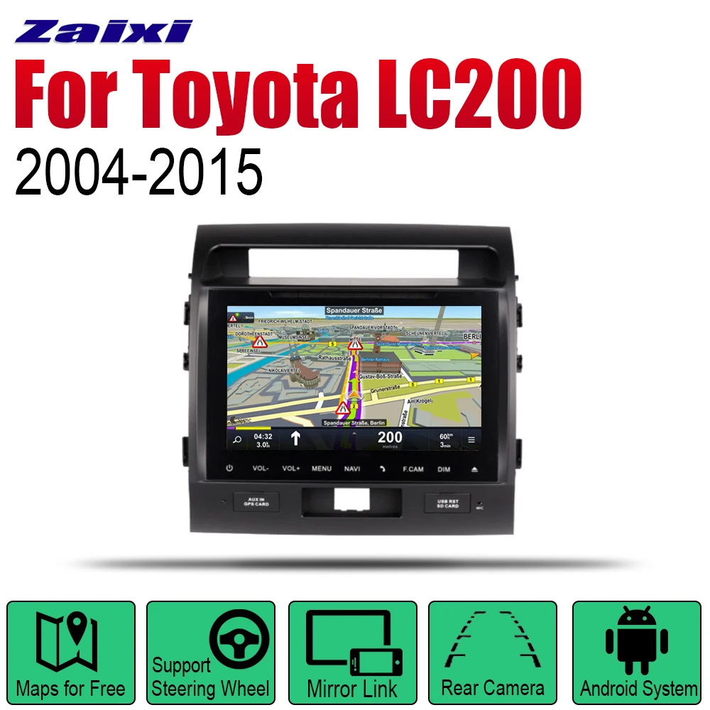 Автомагнитола ZaiXi 2 Din автомобильный DVD на основе Android для Toyota Land Cruiser LC200 2004 ~ 2015 GPS
