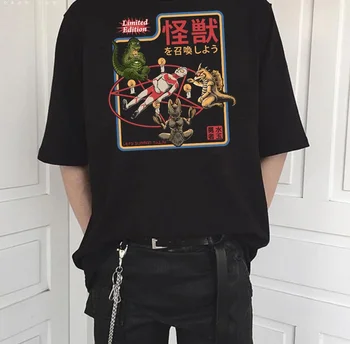 

VIP HJN Lets Summon Kaiju Japanese Naime Ultramen and Monsters Funny Printed T Shirt Women Short Sleeve Cotton Tee Tops