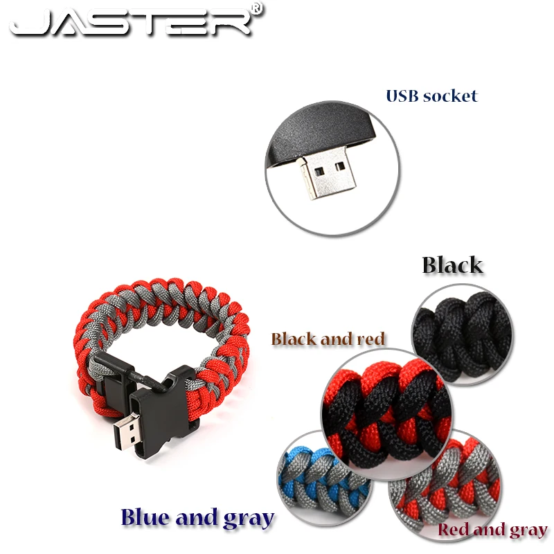 JASTER Nylon Braided Bracelets USB flash drive Pen drive Outdoors U disk Bangles 4GB 8GB 16GB 32GB 64GB 128GB External Storage
