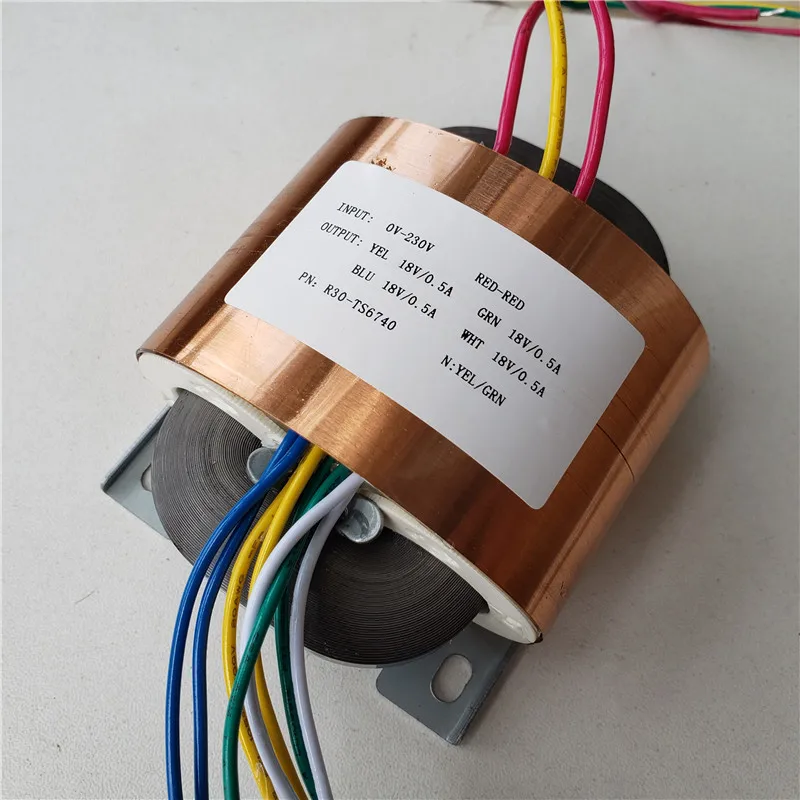 R30-TS6740 4*18V 0.5A R трансформатор с сердечником 35VA R30 Трансформатор 230V медный щит усилитель мощности питания - Цвет: R30-TS6740