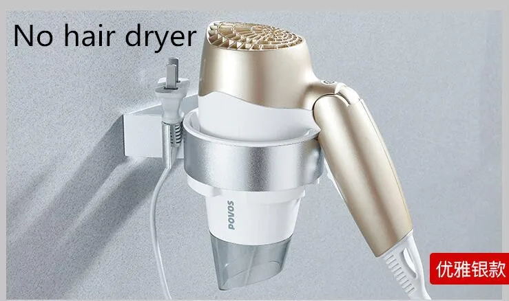 Aluminum hair dryer holder stand multi-functional wall-mounted storage rack shelf organizer for Toilet shower bath Accessories - Цвет: 7