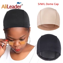 AliLeader L/M/S Cheap Elastic Mesh Dome Wig Cap for Making Human Hair Wigs Beige Black Spandex Net Glueless Hairnets Wig Liner