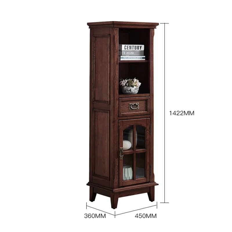All Solid Wood Wine Cabinet Bathroom Cabinet Side Simple American Style Bathroom Floor Narrow Side Storage