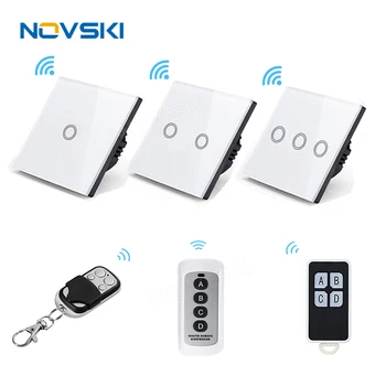 

Smart EU/UK RF Switch 1/2/3 Gang RF433 Mhz Remote Control Wall Touch Switch Smart Home RF Wireless, 86*86 mm