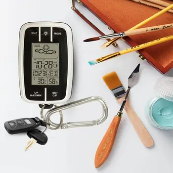 

Mini Portable Weather Station Forecast Temperature Humidity Clock w Flashlight & Compass Thermometer Pocket Outdoor EDC Tool