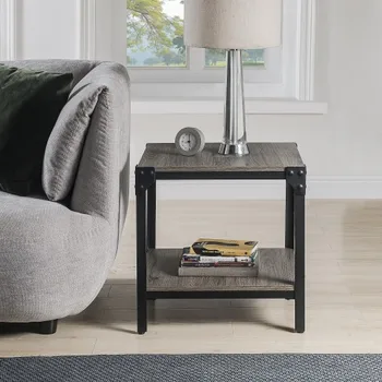 

Rustic Farmhouse Square Wood Side End Accent Table Living Room