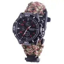 Часы для выживания на открытом воздухе, для кемпинга, медицинский многофункциональный компас, термометр, спасательный Паракорд, браслет, оборудование, набор инструментов