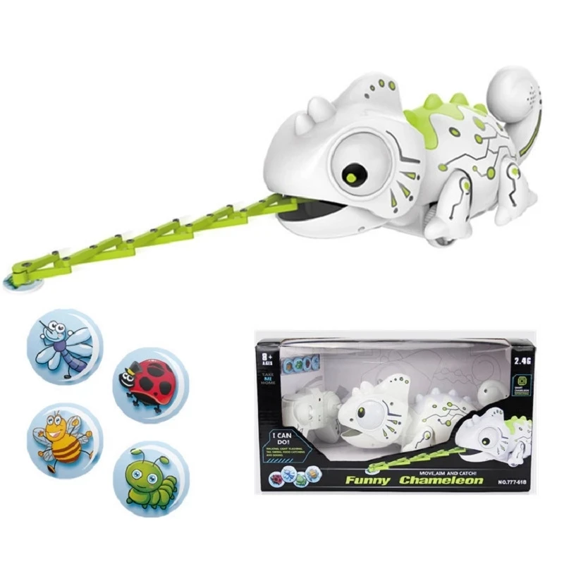 High Simulation Chameleon 2.4G Remote Control RC Robot With Light Sound Effect Tail Swing Extendable Tongue Intelligent Animal 6