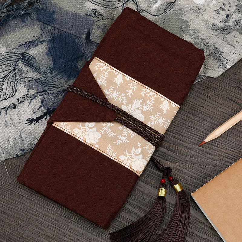Brown Tassel 1 шт. китайский Дракон узор кран современный цвет синий/фиолетовый цветочный карандаш ручка обёрточная бумага рулон держатель высокое качество хлопковая ткань - Цвет: Brown Tassel