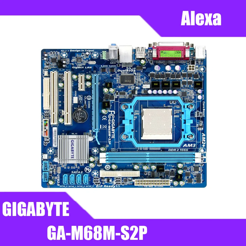 

GIGABYTE GA-M68M-S2P Desktop Motherboard 630A Socket AM2/AM2+ AM3 For Phenom II Athlon II Sempron 100 DDR2 8G Used Mainboard