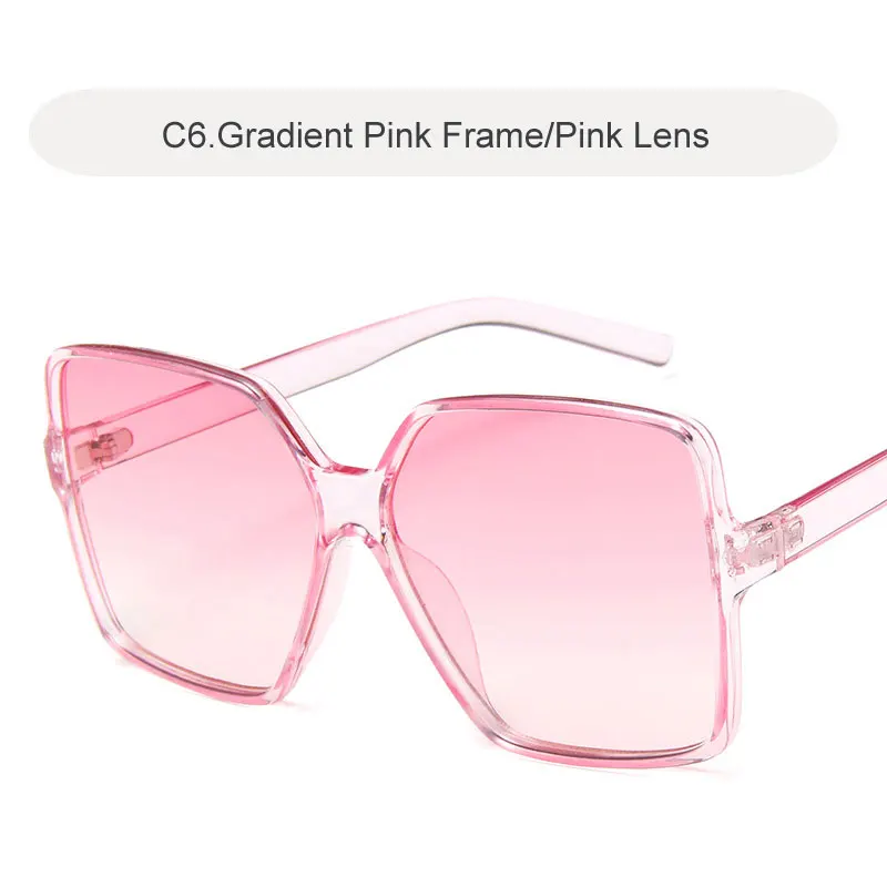 Винтажные Квадратные Солнцезащитные очки больших размеров, женские роскошные брендовые солнцезащитные очки с большой оправой, черные модные градиентные женские очки Oculos - Цвет линз: C6 PINK
