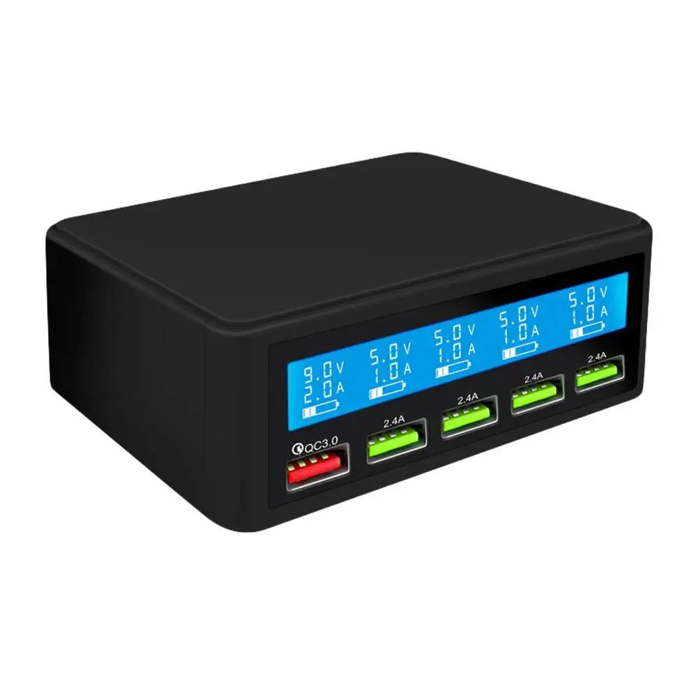 QC3.0 быстрое зарядное устройство 5 USB зарядное устройство светодиодный дисплей Универсальный телефон для Xiaomi samsung huawei iPhone зарядное устройство для путешествий