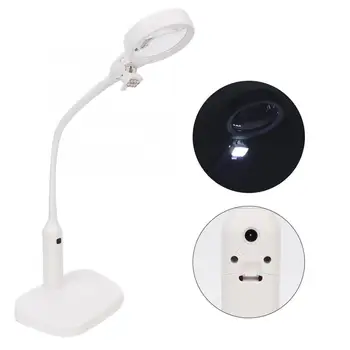 

Pocket Mirror Multi-Functional Desktop LED Illumination Magnifier Clip-On Magnifying Glass for Watching Reading (110-240V)