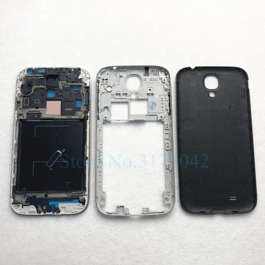 Для Samsung Galaxy S4 i9500 i9505 полный корпус Передняя средняя рама батарея задняя крышка+ кнопка