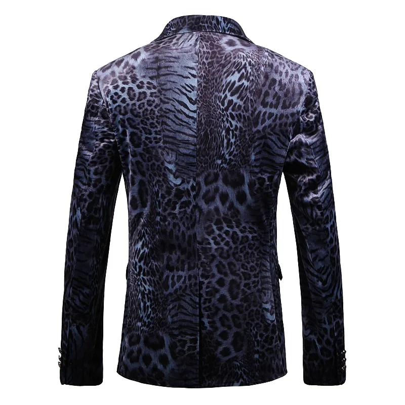 YUSHU Мужской Блейзер Новое поступление Slim Fit Мужской s блейзер с леопардовым принтом сценический для певца костюм свадебный костюм жениха куртка