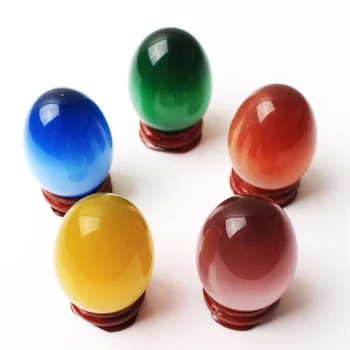 

1PC Natural Cat eye Crystal egg shaped Colorful Reiki Healing Semi-precious Stone Craft Home decor