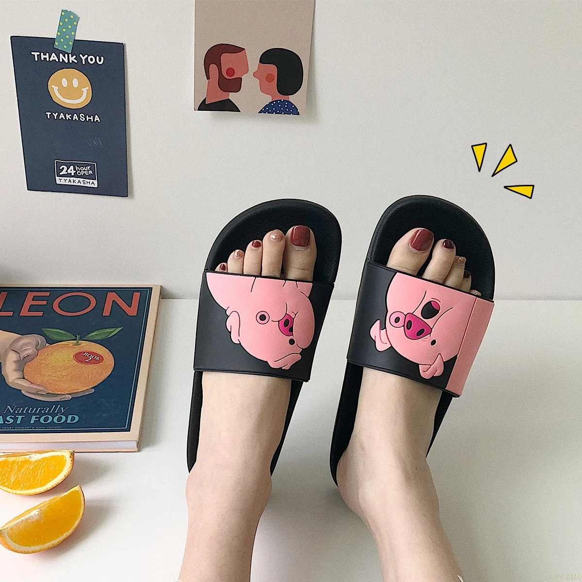

Cute Cartoon Pig Slippers Women 2019 New Summer Slides Flat Shoes Home Outside Beach Flip Flops Ladies Sandals