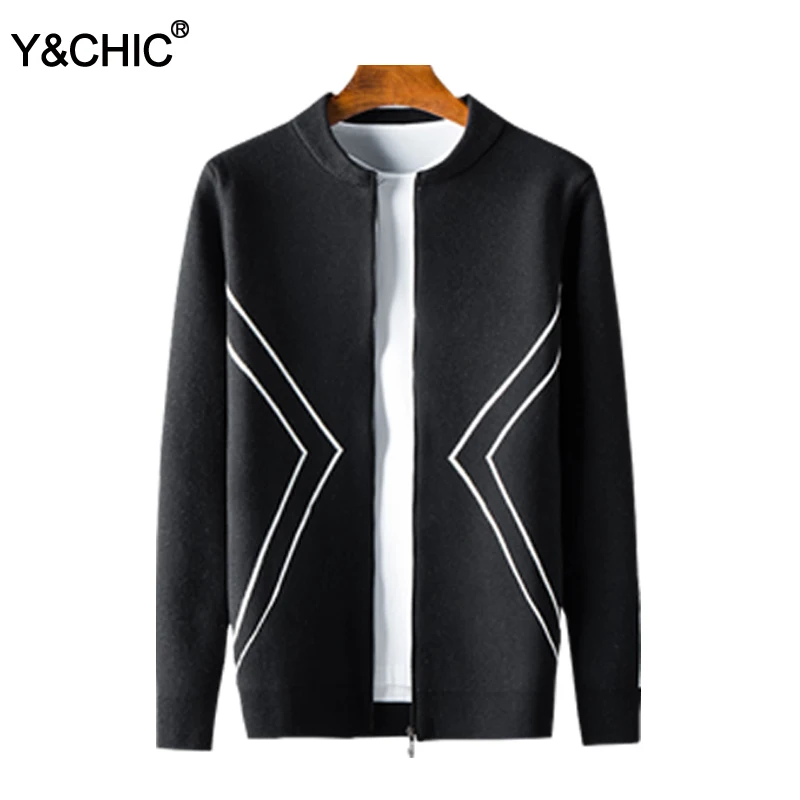 Y&ampCHIC осень и зима новый мужской толстый свитер-кардиган с воротником карманами