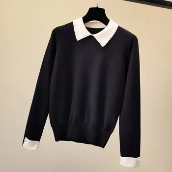 

2020 spring new hollow round neck wear long sleeve woolen Pullover Sweater woman