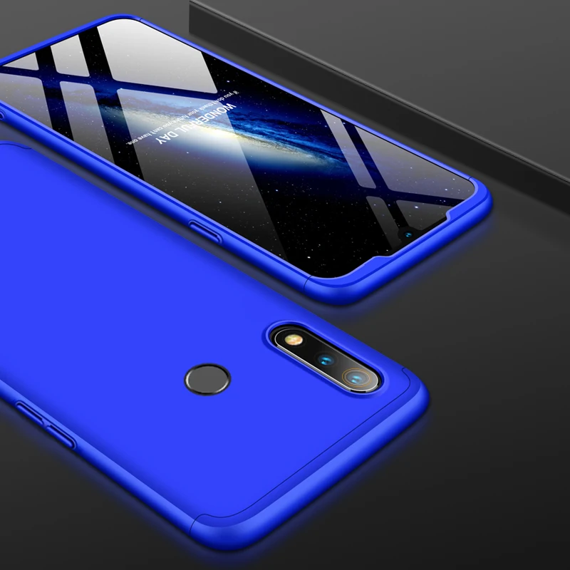 360 градусов чехол для OPPO Realme 5 3 2 F11 F9 Pro Q X Lite XT C2 U1 C1 K3 K1 A9 A7X AX7 чехол 3 в 1 Жесткий PC защитный чехол - Цвет: Синий