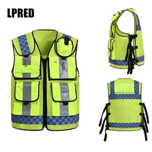 Светоотражающий Жилет дорожный Предупреждение дорожный флюоресцентная одежда рабочая Инженерная безопасность жилет много карманов Спецодежда