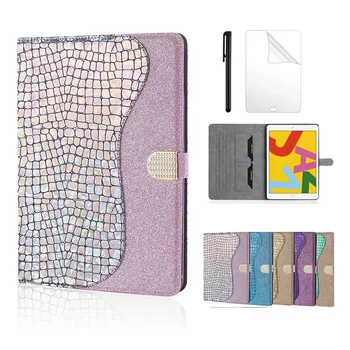 

For Apple iPad 10.2 2019 Cover Bling Glitter Smart leather Stand Tablets wallet Funda for iPad 10.5 inch Air 3 case + film Pen