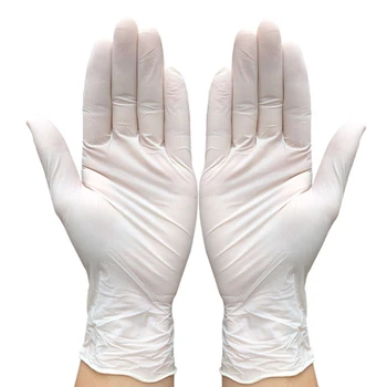 

1 Box Disposable Latex Gloves White Non-Slip Acid and Alkali Laboratory Rubber Latex Gloves Household Cleaning Products
