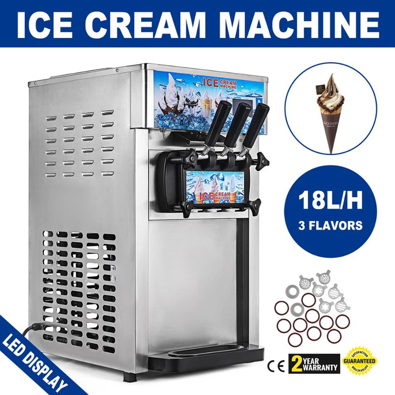 

3 Flavors Commercial Soft Ice cream machine 18L-22L/H sweet cone ice cream machine ice cream maker 110v / 220V 1200W