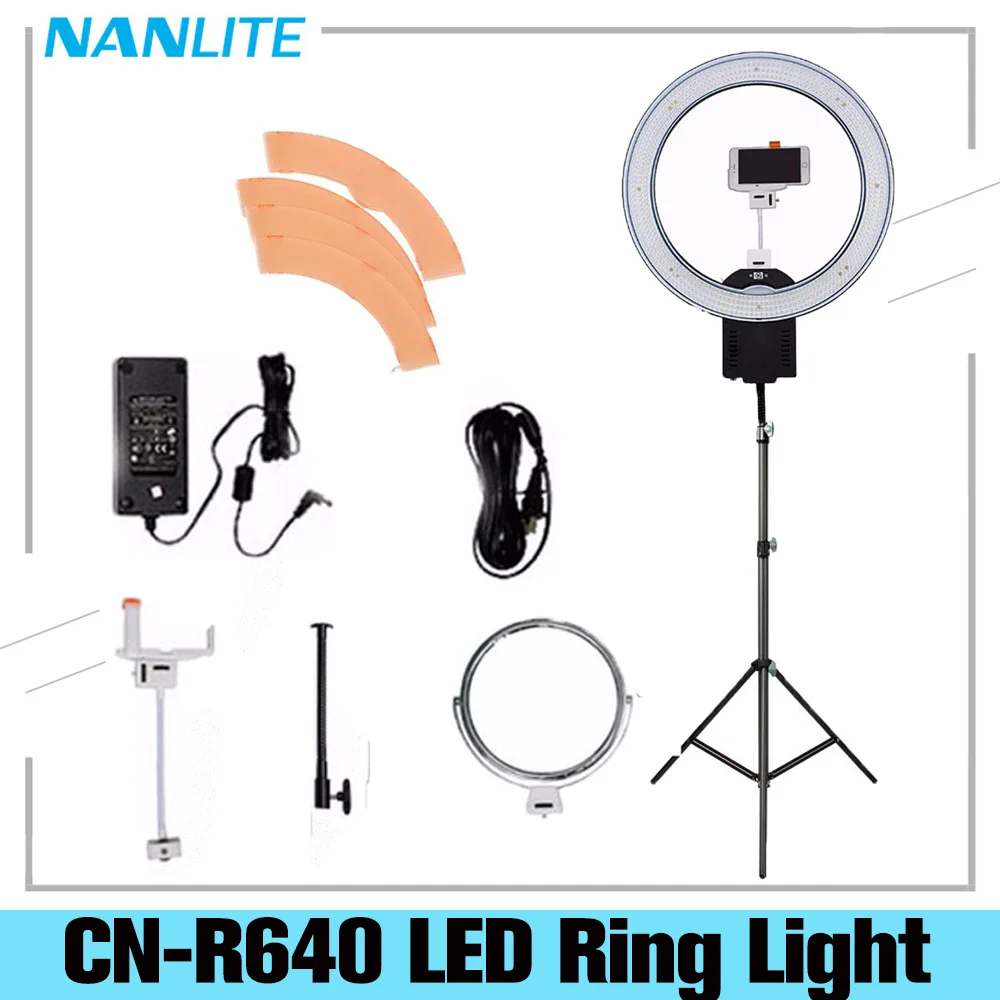 

Светодиодная кольцесветильник лампа NanGuang, CN-R640 дюйма, для фото-, видеостудий, телефона, 640 светодиодный со штативом