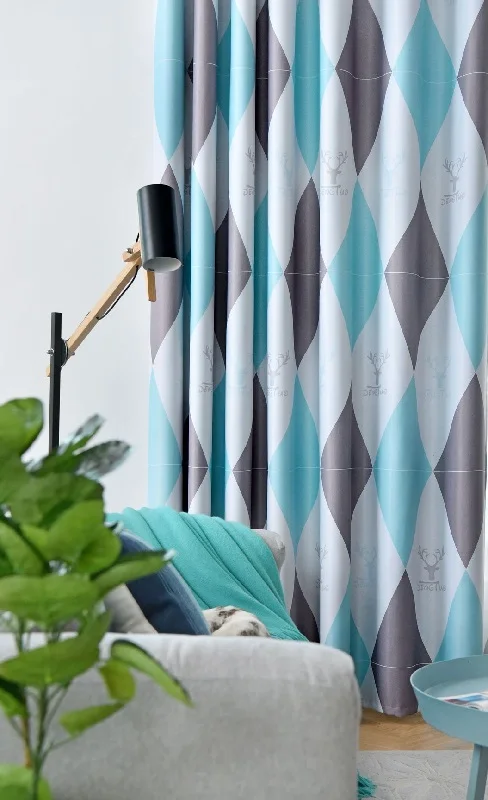 Nordic Style Rhombus Curtains for Living Room Bedroom Study High Shading Curtain Simple Modern Curtains Tulle Home Window Custom 