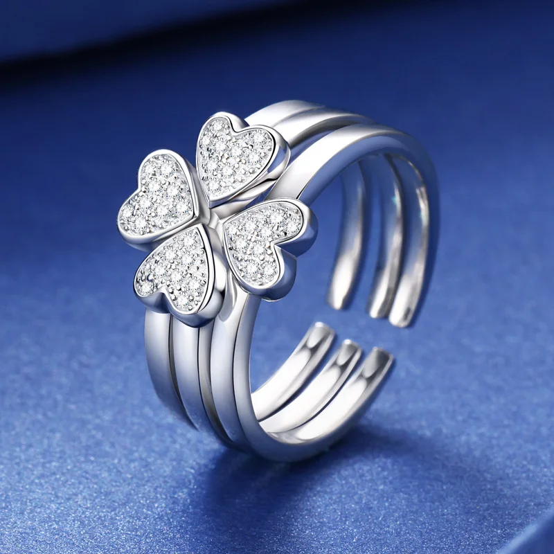 S925 Silver Trinity Clover Lucky Ring(Adjustable Size