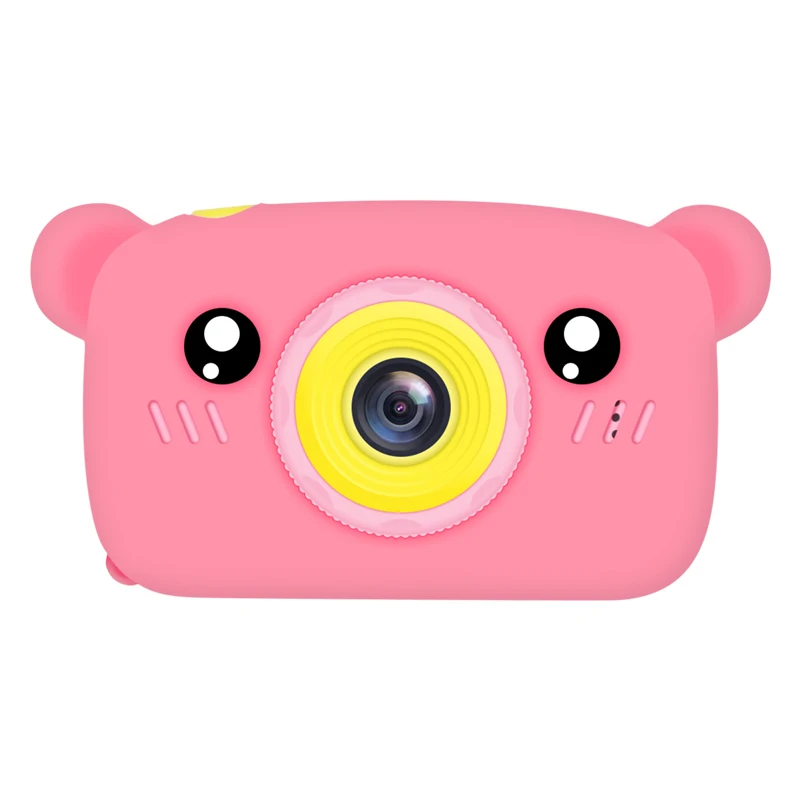 Детская мини камера Vlog, цифровая камера, игрушки для детей, подарок на день рождения, видео Камара, обучающая фотокамера, профессиональная видеокамера - Цвет: Bear-Pink