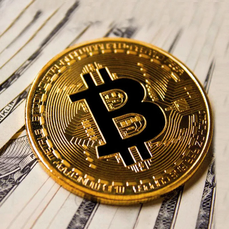 Биткоин искусство коллекция Позолоченные физические биткоины Биткоин BTC с Чехол подарок физический металл Античная имитация
