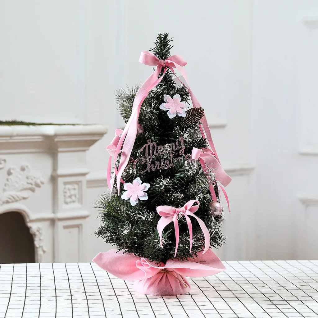 Светодиодный настольный мини-светильник для рождественской елки, гирлянда, миниатюрная елка, рождественские украшения для дома# LL - Color: pink