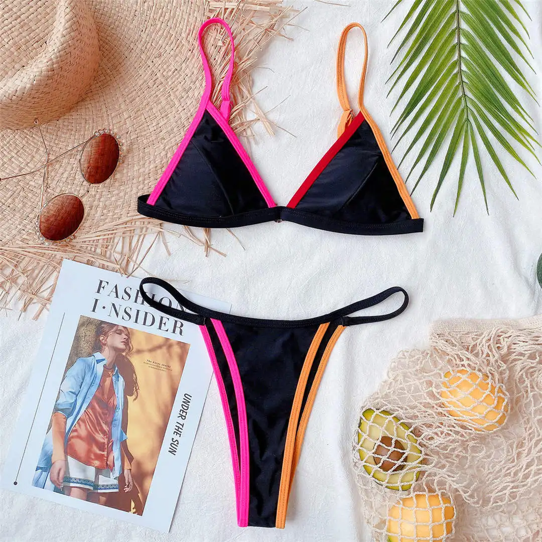 2020 Neon Green Bikini Women Swimwear Female Swimsuit Two-pieces Bikini set High Leg Cut Thong Bather Bathing Suit Swim V2445