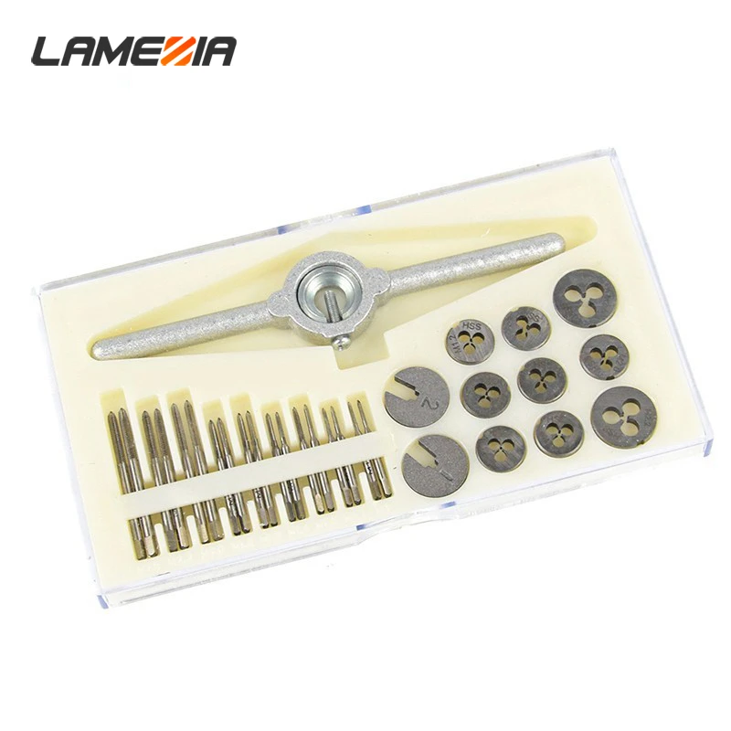 

LAMEZIA 30pcs Micro Tap Die Small Metrics Of Stamps Combination Set For Woodworking
