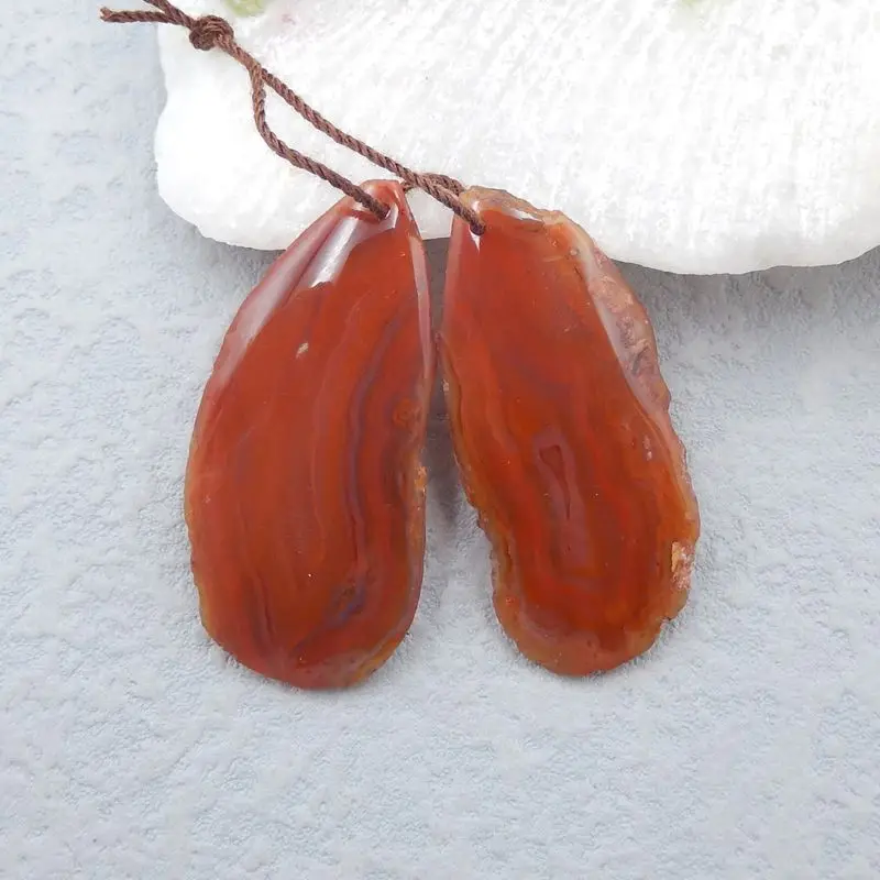 

Natural Stone Nugget Red Agate Earring Beads 39x18x5mm 10g Semiprecious Stone Fashion Jewelry Women Earrings