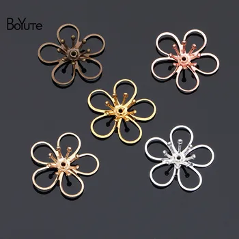 

BoYuTe (50 Pieces/Lot) 21MM Metal Brass Two-layer Flower Materials Handmade Diy Jewelry Accessories Parts