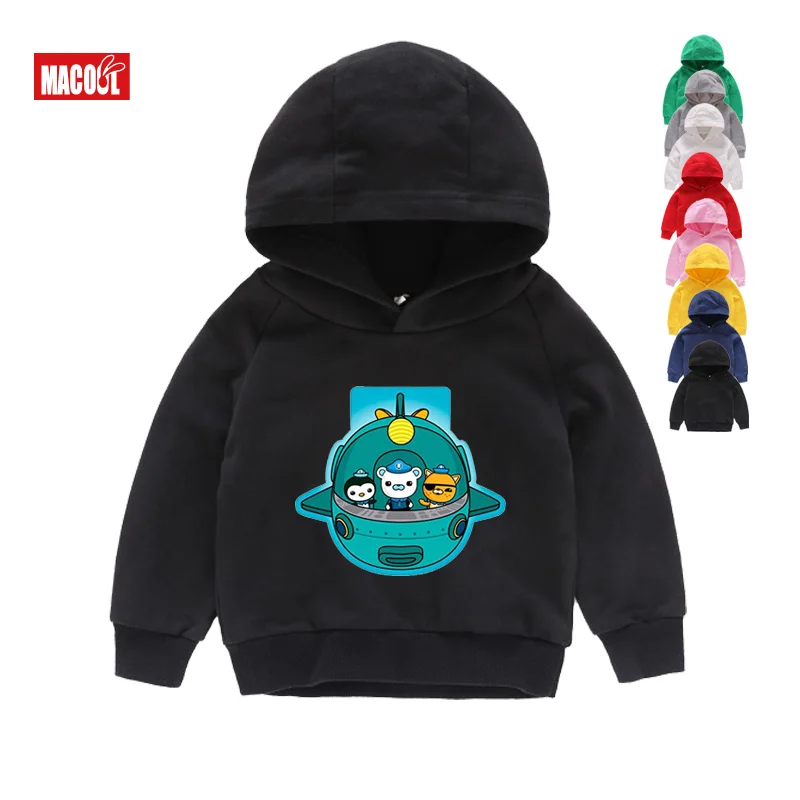 Забавные Octonauts Принт толстовки с капюшоном зимняя одежда с принтом из мультфильмов Кофты для мальчиков и для девочек, на возраст 2, 4, 6, 8, футболка одежда с длинным рукавом, толстовки с капюшоном - Цвет: Kids Hoodies