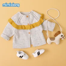 Детский свитер; пальто; Однотонный кардиган; свитер; куртка с воротником и оборками