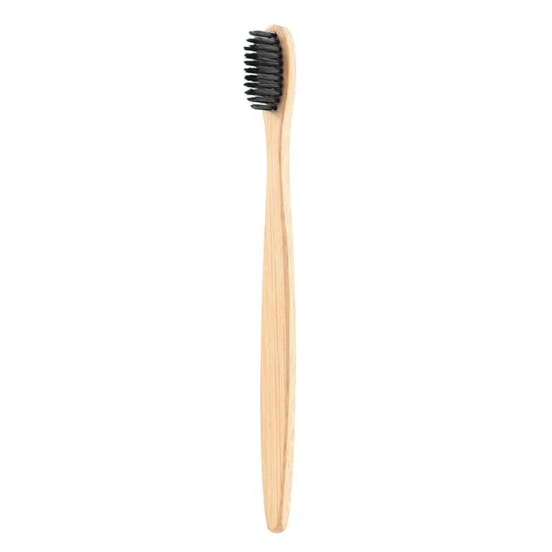 1 шт. экологическая зубная щетка с бамбуковым углем для ухода за полостью рта для чистки зубов, эко щетки со средней мягкой щетиной - Цвет: Black
