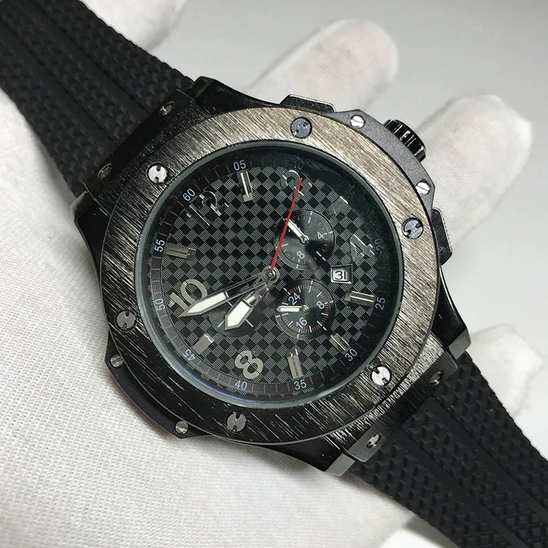 

7 colors Mens watch black dial automatic self winding glide smooth second hand rubber strap good quality watch
