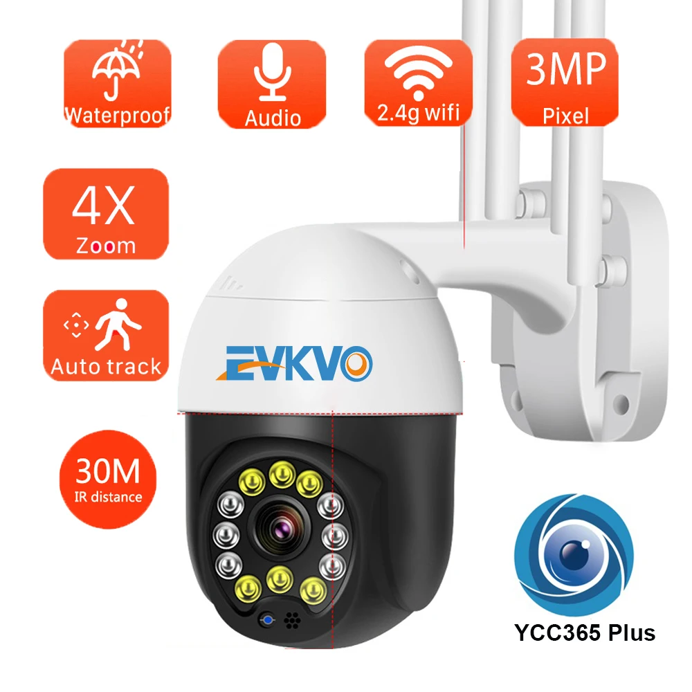 

3MP PTZ Wireless IP Camera Outdoor 4X Digital Zoom Auto Tracking WiFi Security CCTV Camera Audio AI Human Detection YCC365 Plus