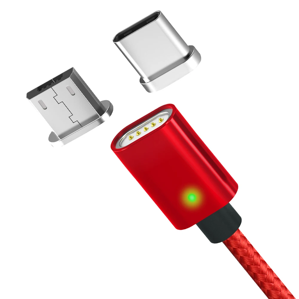 

Magnetic USB Mini Cable with LED Light for Samsung Xiaomi Huawei Micro USB Type C Nylon Braided USB C Cable for IPhone X XS Max