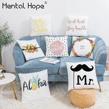 Letter Printed Plush Cushion Cover Home Decor Mr/Mrs Pattern Throw Pillow Cover Soft Square Pillowcase Living Room Decorative stylish mr deer pattern flax square shape pillowcase without pillow inner