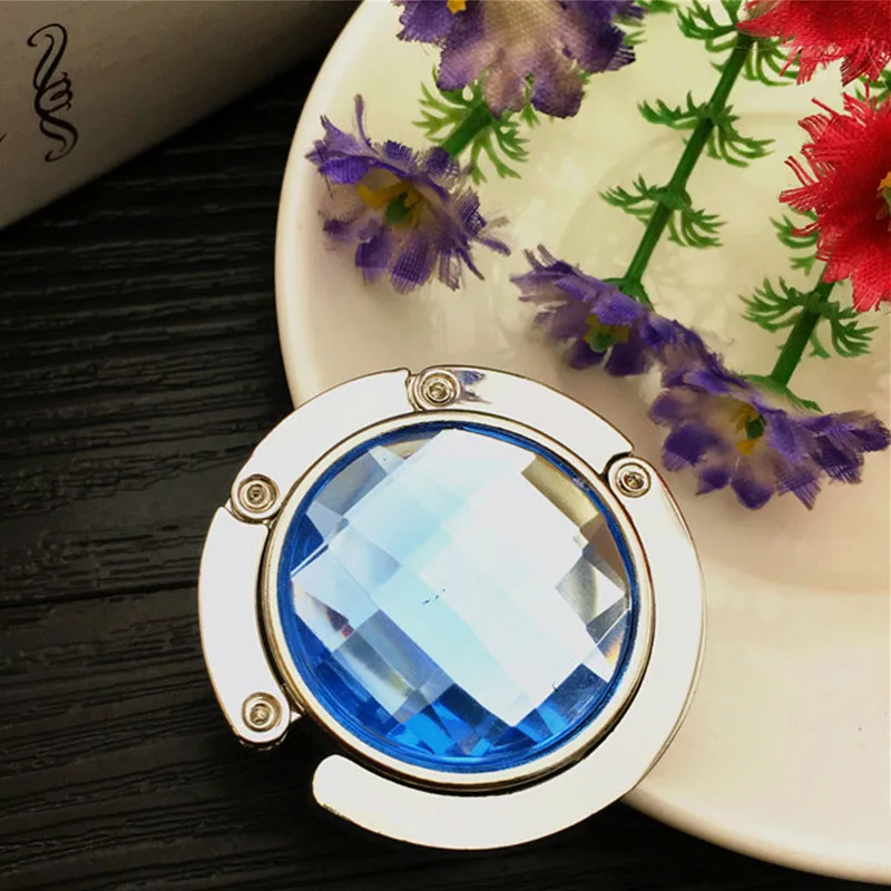 practical Portable Folding Table Desk Hanging Clip Crystal Alloy Purse Handbag Bag Hanger Hook Holder