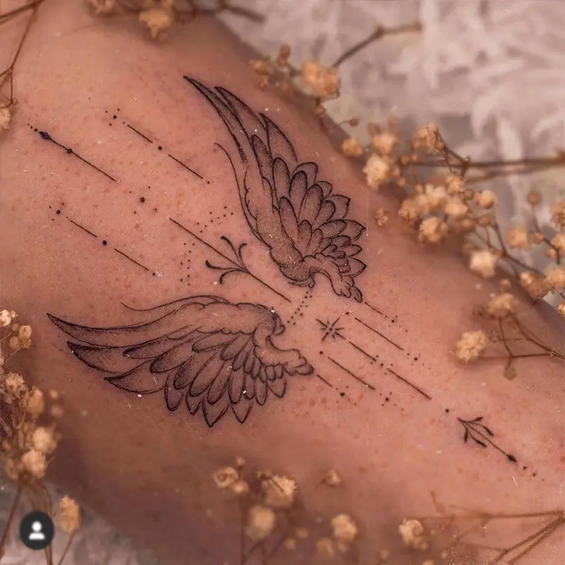 Waterproof Temporary Tattoo Sticker Body Makeup wing Mermaid moon Tattoos Black Art Flash Fake Water transfer tattoo | Красота и