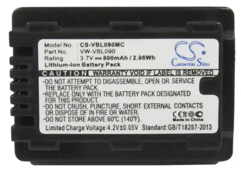 Cameron sino 800 мА/ч, батарея для цифрового фотоаппарата PANASONIC HDC-HS60K-SD40-SD60-SD60K-SD60S SDR-T50-T50K-T55 VW-VBL090